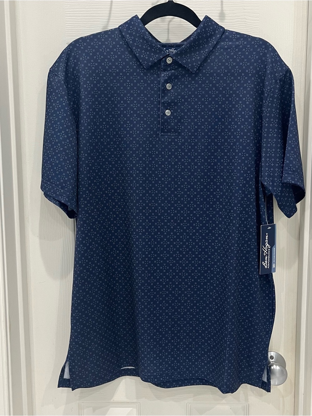 Hogan Navy Micro-Pattern Short Sleeve Polo